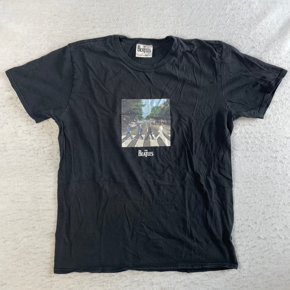 The Beatles Graphic‎ T-Shirt Mens Large Black Abbey Road Band Tee